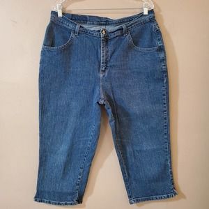 Womens Vintage Blu Jeans Capri Mom Jeans Size 14 Blue High Rise Tapered Leg